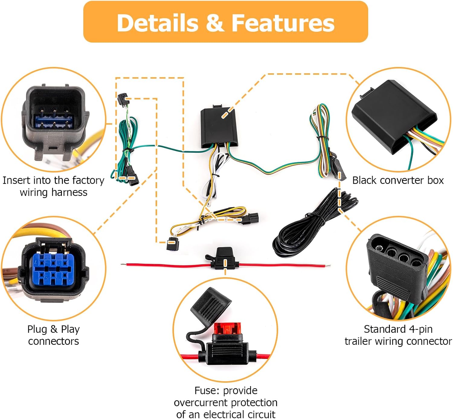 WeiSen 4-Pin Trailer Wiring Harness with Plug & Play Connector Compatible with Kia Telluride LX 2023-2025, Fit Telluride S 2023-2025
