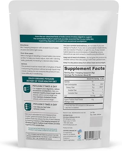 Miniatura 2 de Himalaya Polvo de cáscara de psyllium orgánico, suplemento dietético diario de fibra, regularidad, manejo del apetito, orgánico certificado por