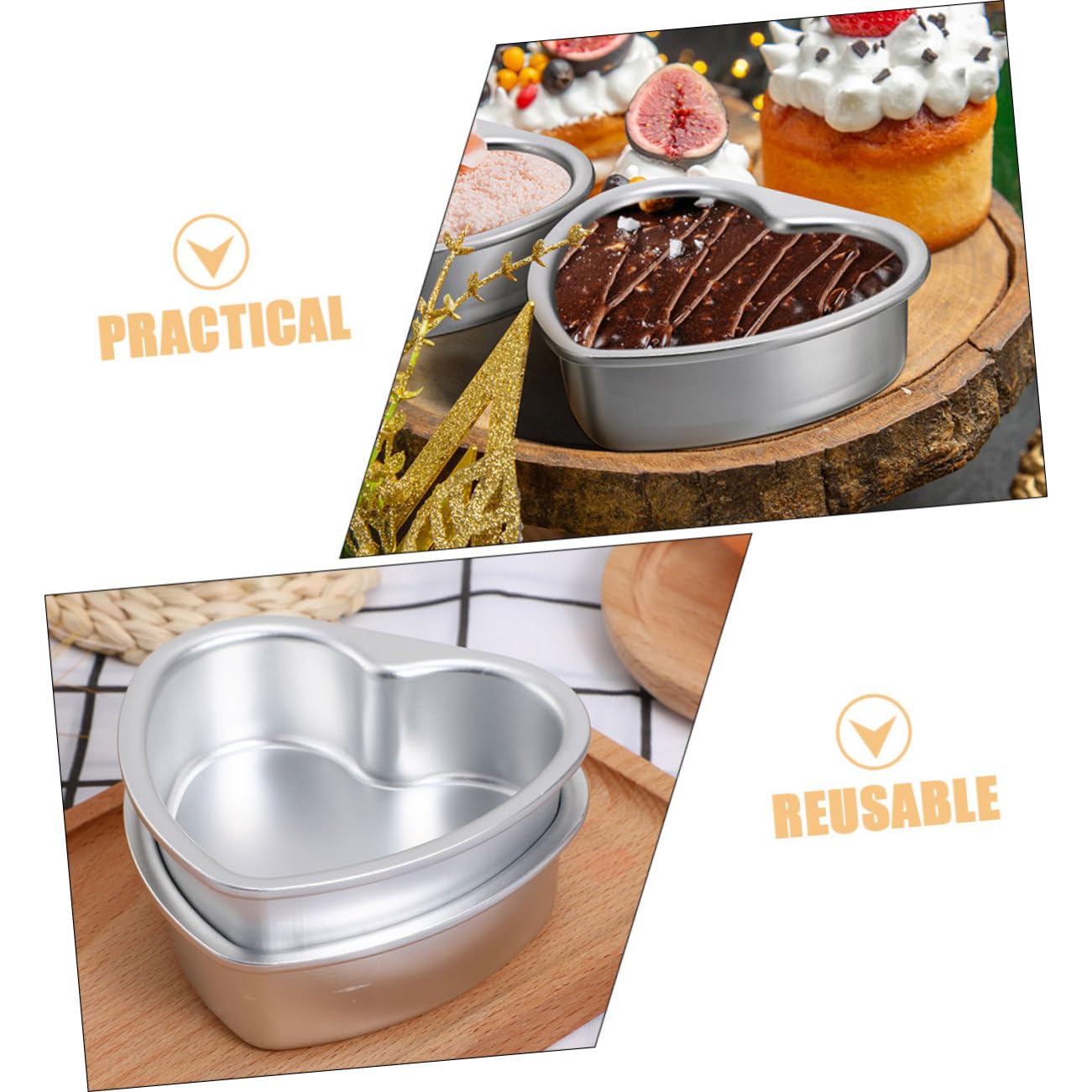 TOPBATHY 5pièces Moule à Gâteau Coeur Avec Fond Amovible Outil De Pâtisserie Pour Sucrées à Pratique Et Antiadhésif Pour Célébrations Et Événements