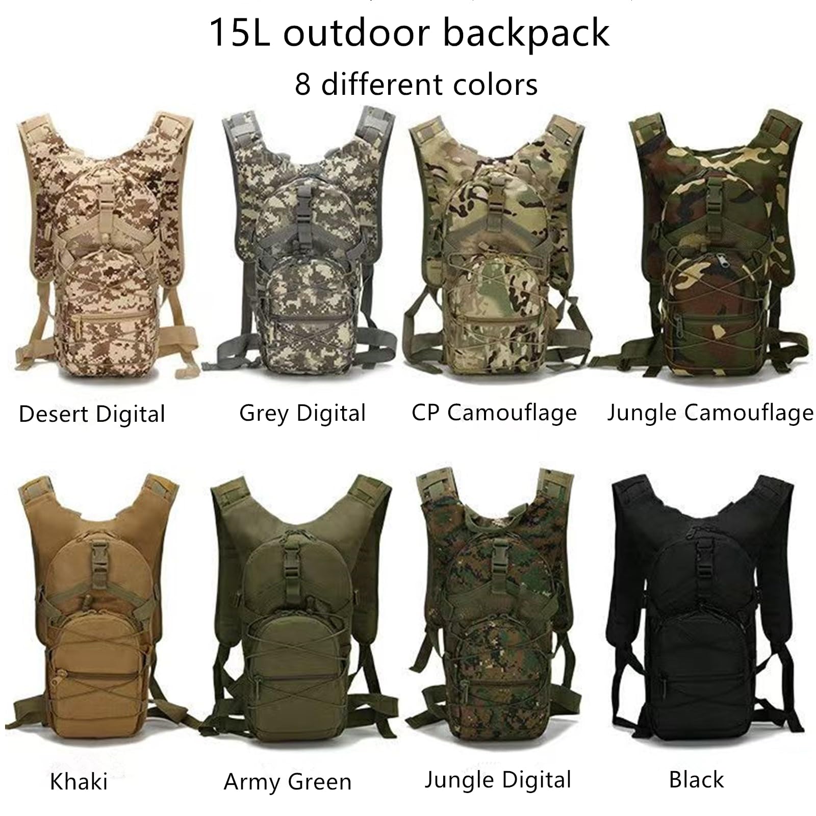 Militärischer taktischer Rucksack, 15 l Outdoor Reise MOLLE Armee Tagesrucksack für Klettern, Trekking, Wandern, Laufen, Radfahren, Sport