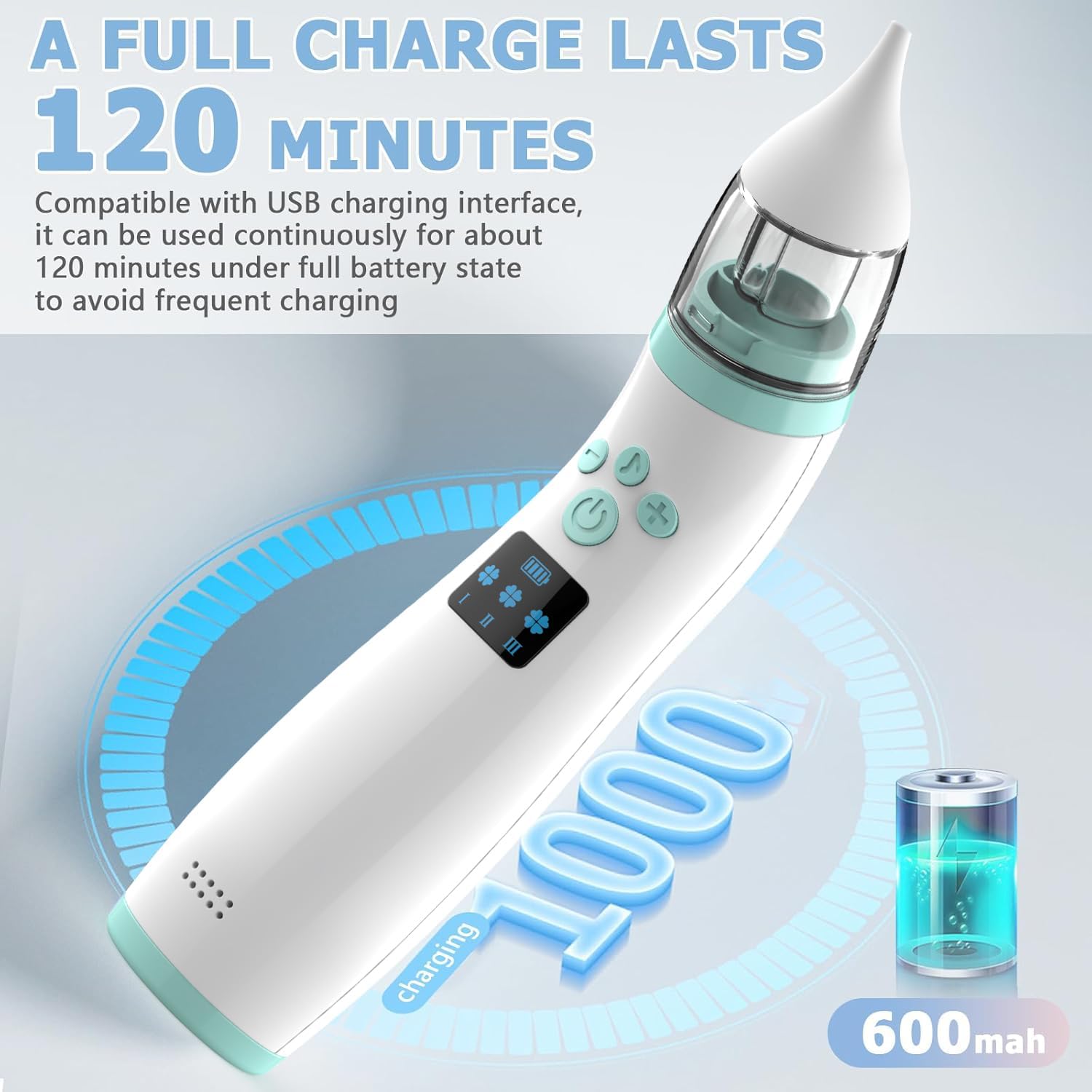 71UsJAh8vCL._AC_SL1500_ Electric Nasal Aspirator Baby,Portable Baby Nasal Aspirator,Baby Nose Suckers Automatic Nose Cleaner with 2 Silicone Tips, Adjustable Suction 3 Level, Music and Light Soothing Function, Anti-Backflow