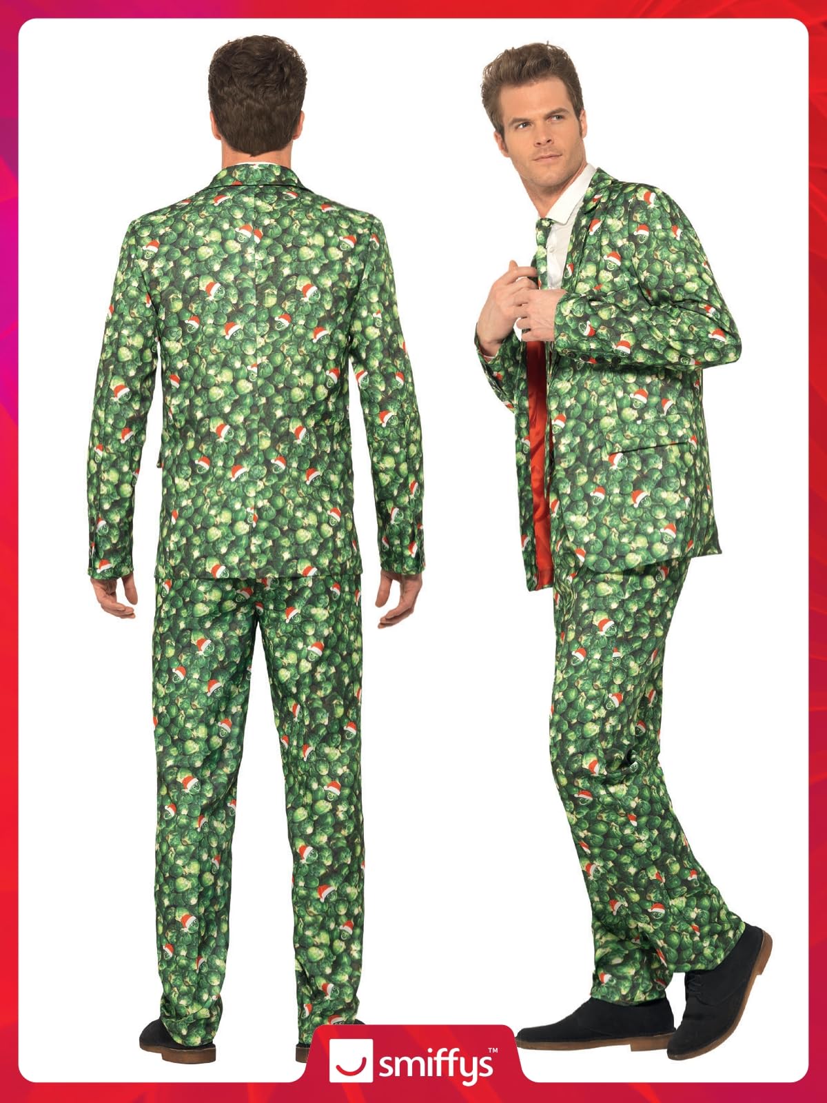 Smiffys Traje de coles de Bruselas, verde con chaqueta, pantalones y corbata, trajes destacados, disfraces de Navidad
