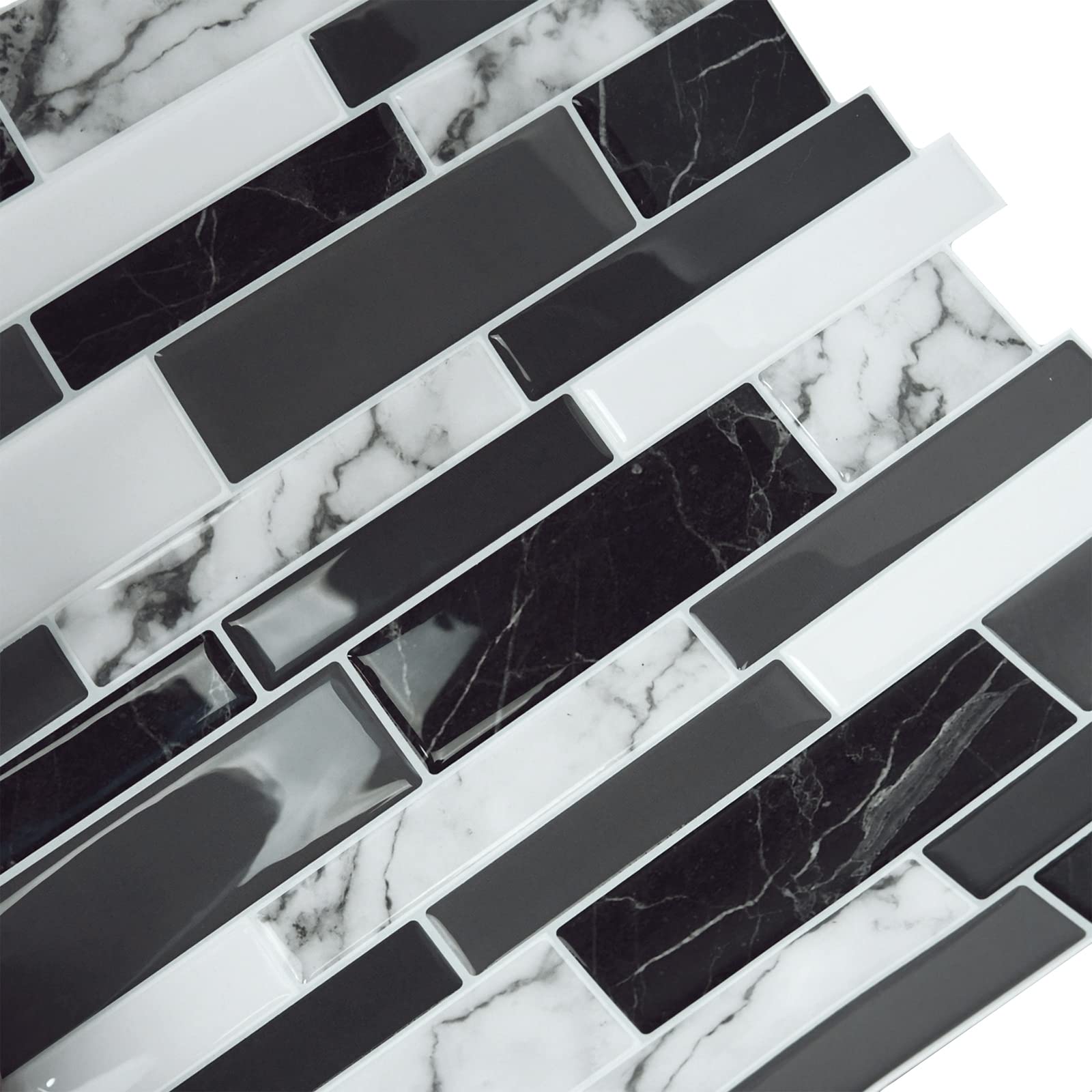 UISEBRT 10 hojas 3D para azulejos de baño, cocina, autoadhesivos, resistente al agua, azulejos de azulejos de pared, 30 x 30 cm, tipo A, mármol gris