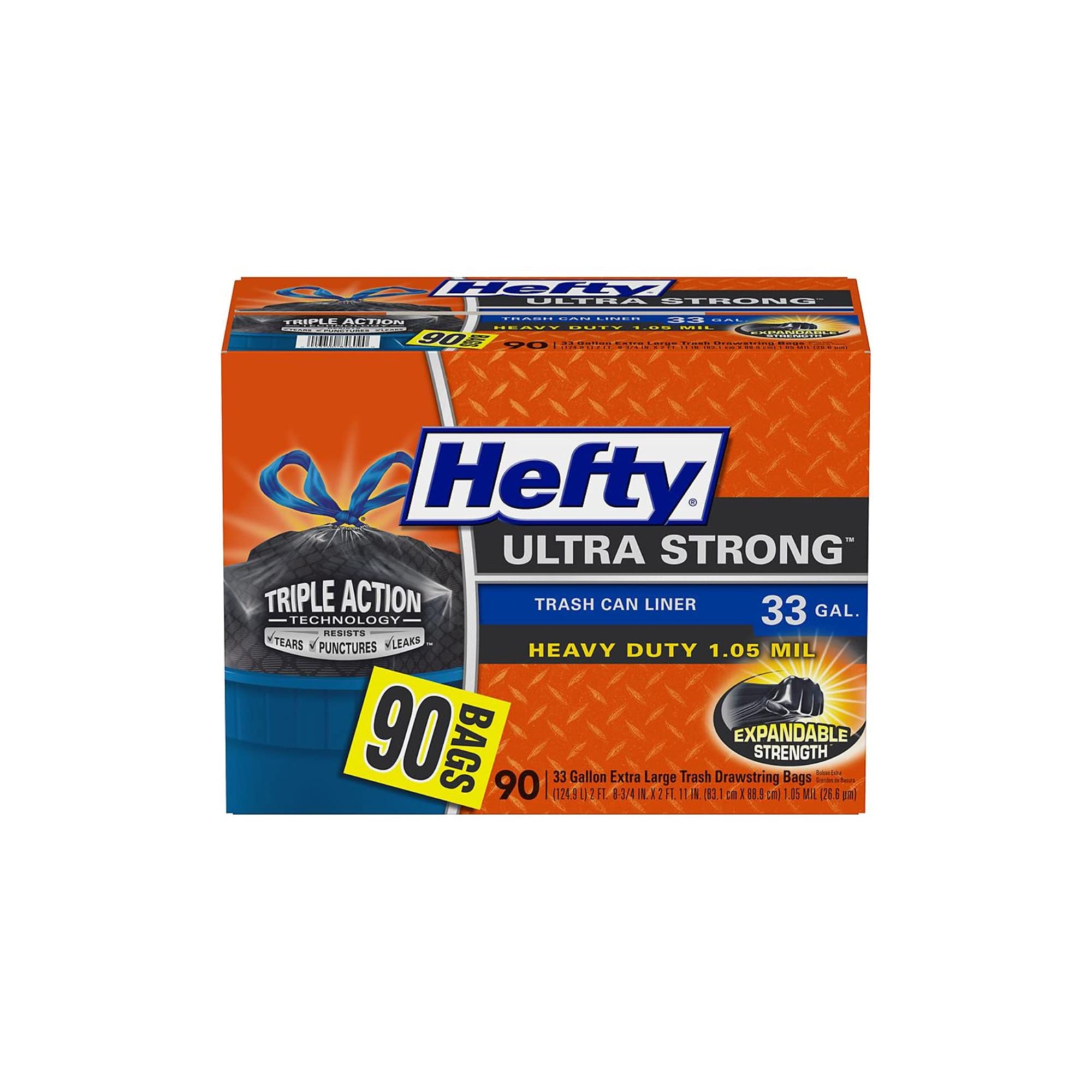 Hefty Ultra Strong 33 Gallon Trash Bags (90 Ct.) Wholesale, Cheap, Discount, Bulk (1 - Pack)