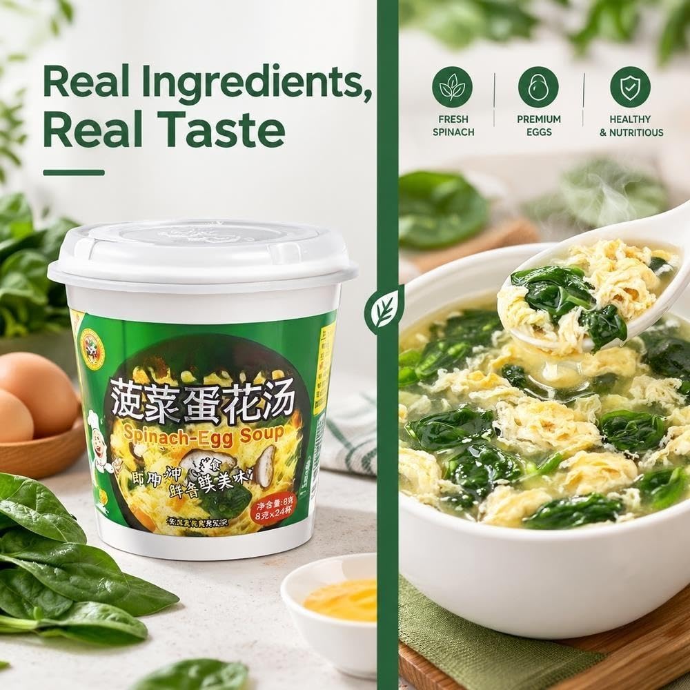 Tazas de sopa de huevo y espinacas, 8 g x 24 unidades