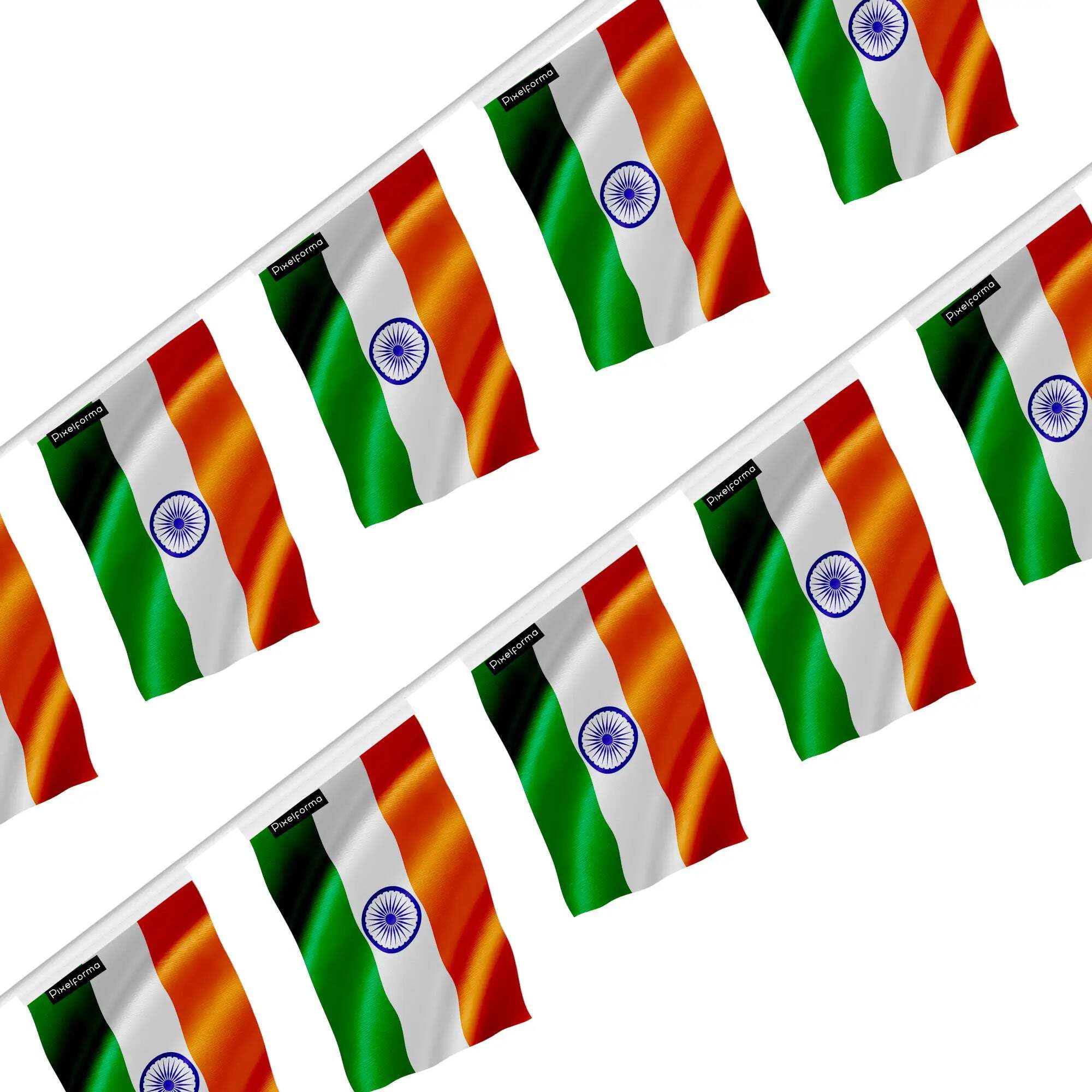 Guirlande drapeau Inde suspension festive 20 pièces de taille 18x28cm