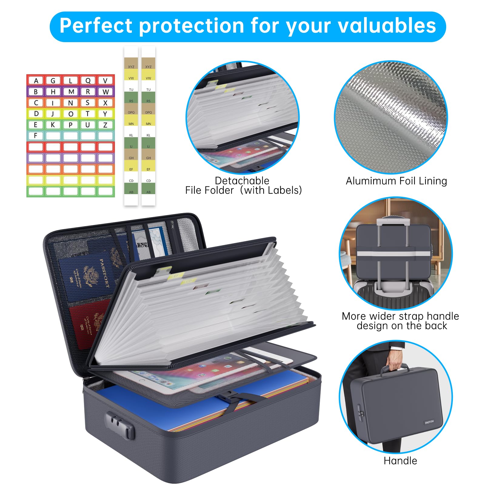 Amazon.com : ENGPOW 5200℉ Fireproof File Organizer Bag with 13