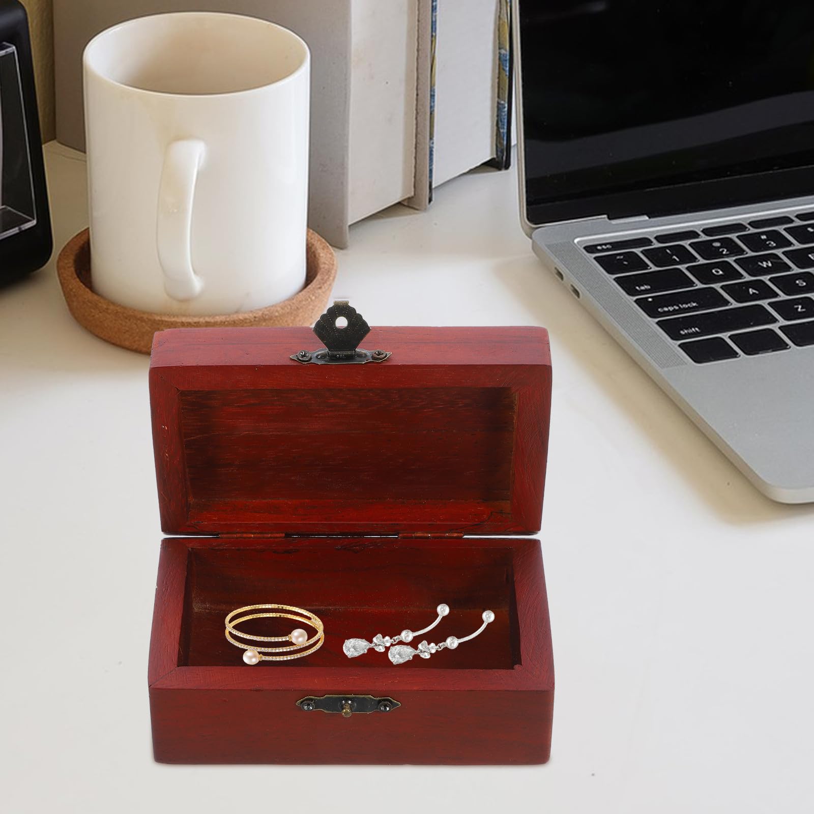 ERINGOGO Coffrets à Bijoux en Bois de Palissandre Style Rétro Délicat, Boîte de Rangement pour Boucles D'oreilles et Colliers, pour Décoration ou Anniversaire