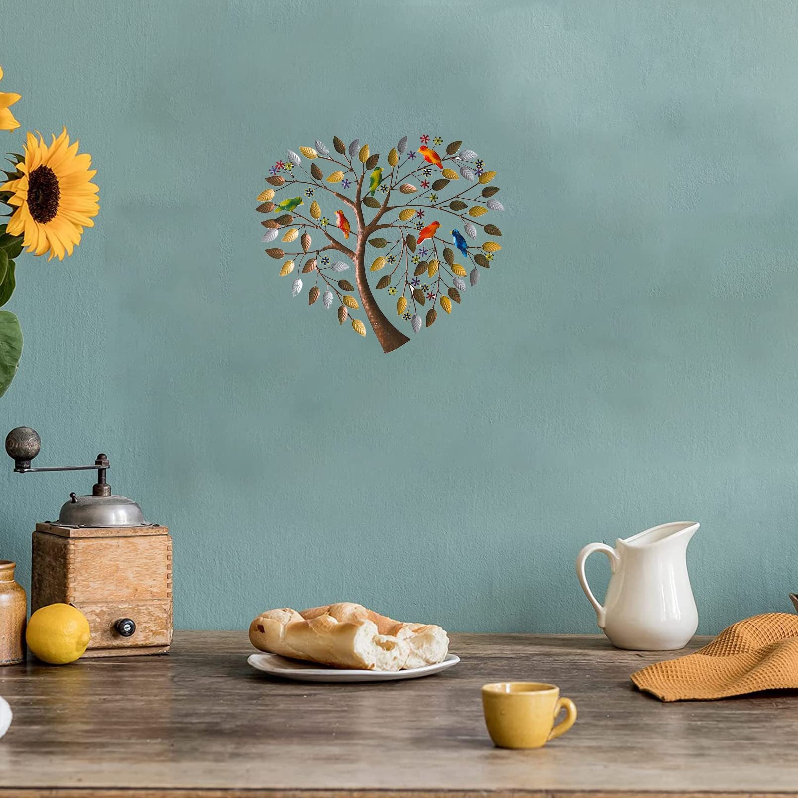 HOTIYOK Baum Des Lebens Buntglas-Fensterbehang, Rund, 20 Cm – Glas-Wandkunst Für Küche & Wohnzimmer
