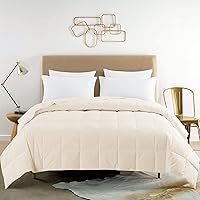 Vista 7 de Feather and Loom - Manta de plumón de pato blanco de 233 hilos, cubierta de algodón transpirable, relleno de plumón de 600 hilos, color: marrón
