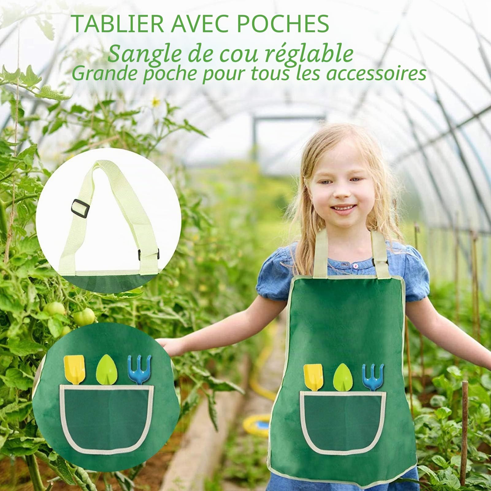 Jouets de Jardin,10 Pieces Sac de Jardinage, Outils de Jardinage,Pelle Rateau Arrosoir Gant Tabliers et Sac de Jardin, Set d’Outils de Jardin,Cadeaux de Jardinage