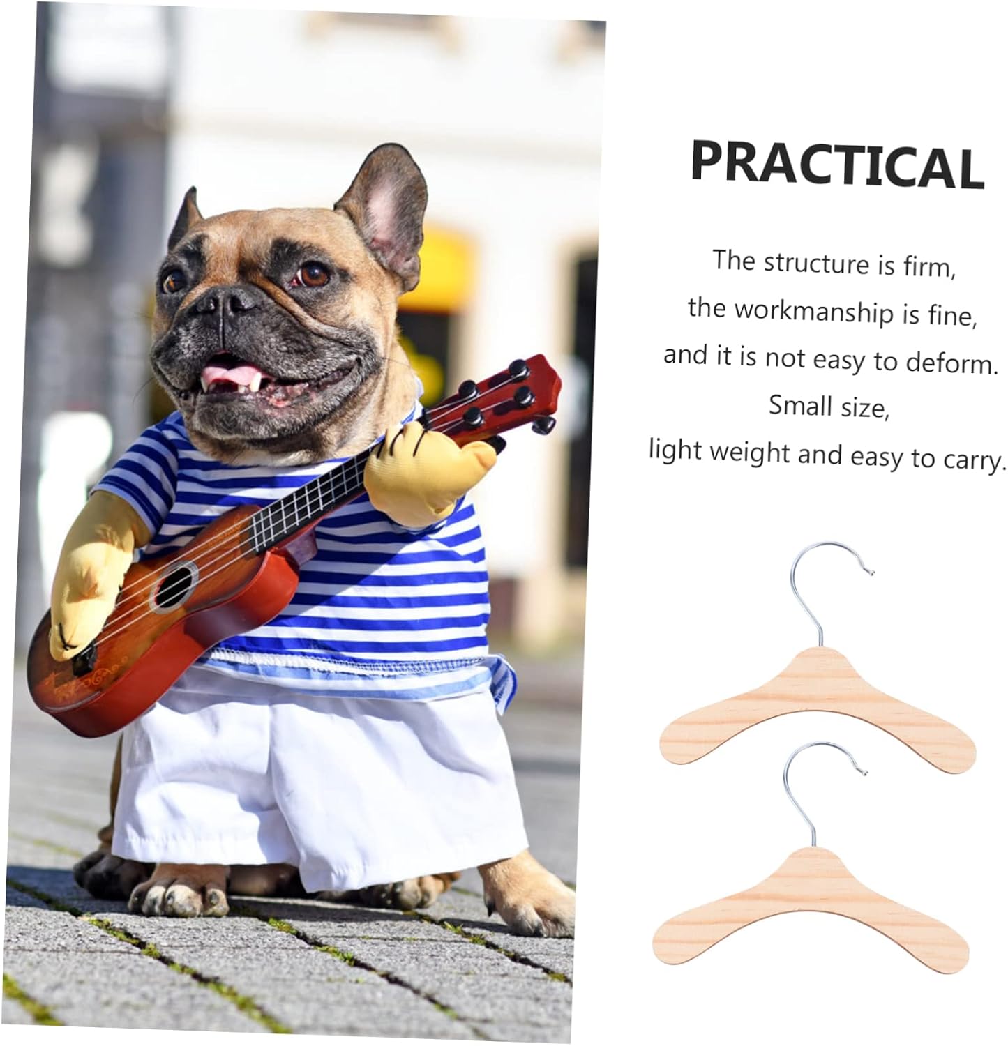 Hemobllo 10pcs Wooden Pet Clothes Hangers Small Portable Dog Apparel Rack Lightweight Compact Pet Costume Organizer in Silver and Wood Color image 3
