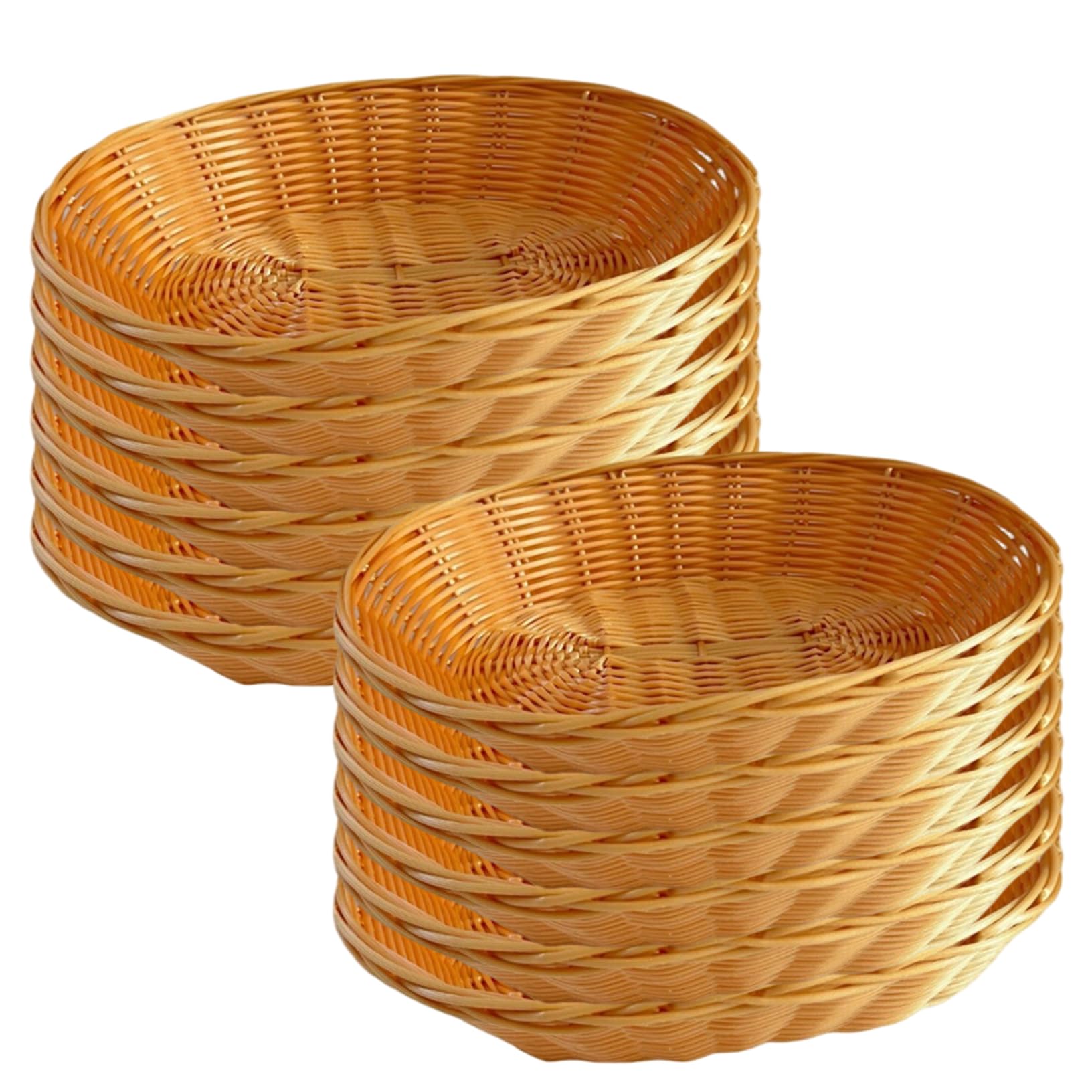 Takingup Light Brown Wicker Basket 12Pcs 11X9x3 Inch Plastic Weaving Multipurpose For Bread Fruits Vegetables Kitchen Display, Bread Baskets