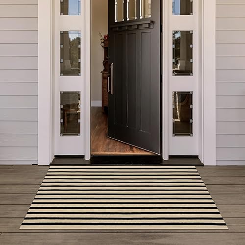 Miniatura 57 de Tiveney Tapete para puerta delantera, entrada exterior, 2 x 3 pies, alfombra de otoño para exteriores, alfombra lavable de algodón tejido de algodón