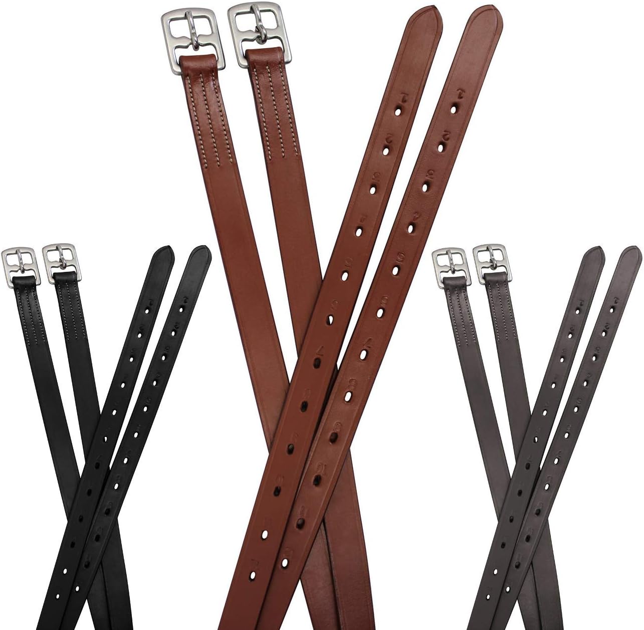 Soft Leather Stirrup Leathers with Stainless Steel Hardware, These 1" Wide Leathers Come with a One-Year Warranty.-Pair
