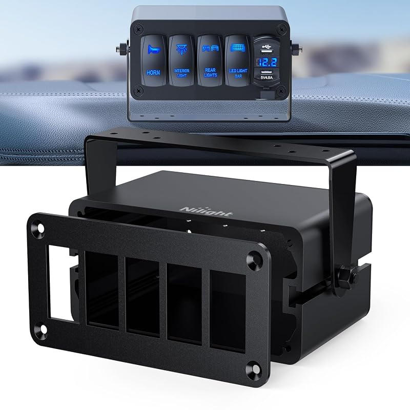 Caixa para 5 Interruptores Basculantes Nilight com Painel de Alumínio e Suporte Removível – 5 Furos