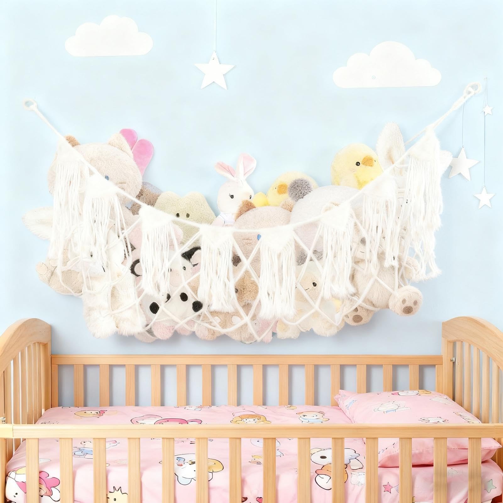Rete portaoggetti per animali di peluche, grande, decorazione per la stanza, per organizzare la cameretta dei bambini