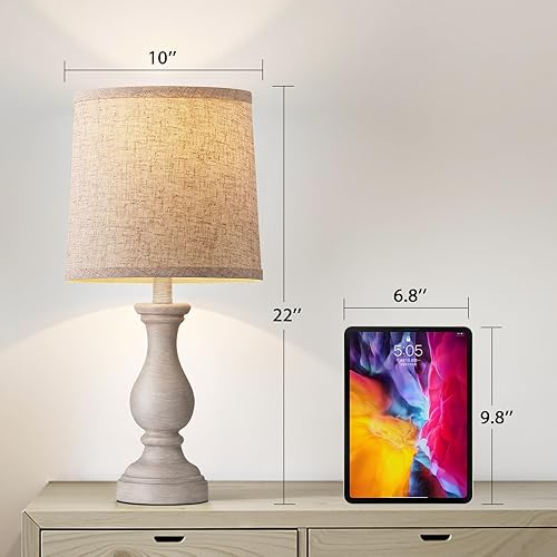 Miniatura 5 de Seealle Juego de 2 lámparas de mesa de granja, lámparas rústicas de dormitorio para sala de estar, lámpara de noche bohemia de 22 pulgadas para