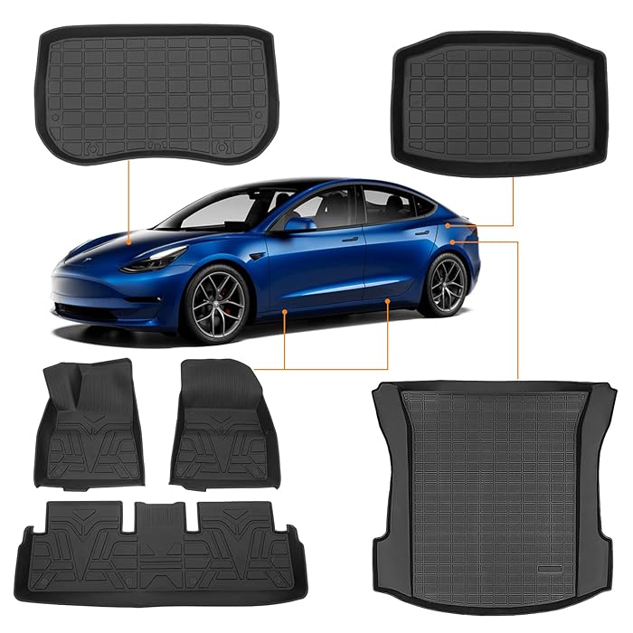 Buy Bomely Fit 2021 2022 Tesla Model 3 Floor Mats Trunk Mats Frunk Mat