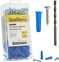 Vista 1 de QUALIHOME Kit de anclajes y tornillos cónicos de hormigón, anclajes de pared cónicos de plástico para accesorios ligeros en hormigón, bloque