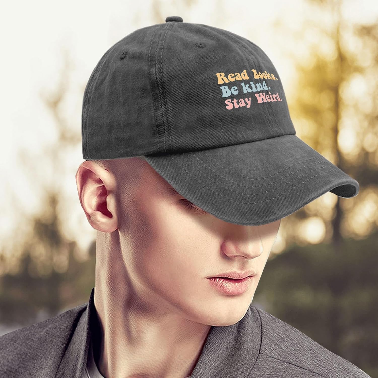 Book Lover Cap Read Books Be Kind Stay Weird Baseball Cap for Women Funny Denim Dad Hats Adjustable