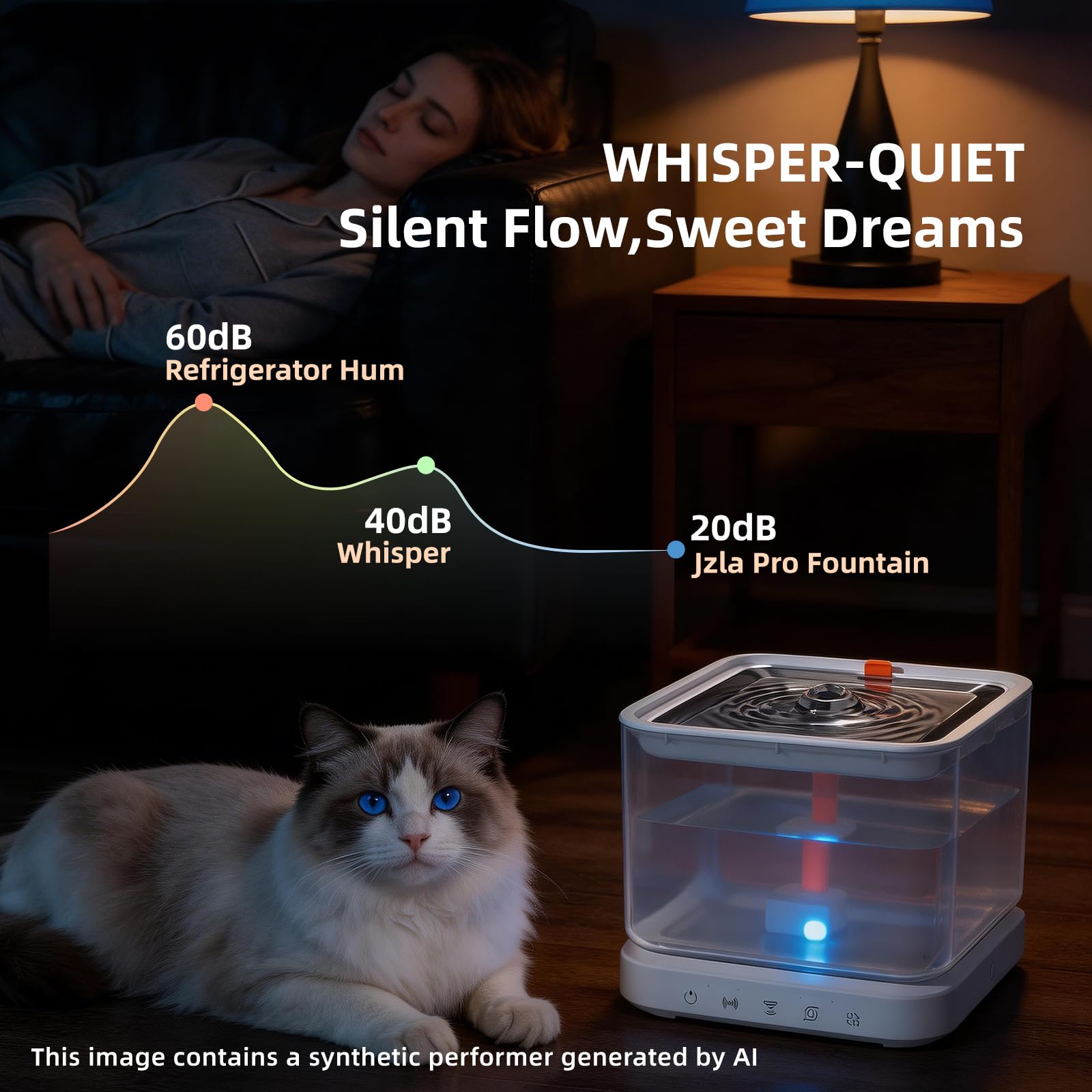 Fuente de agua inalámbrica para gatos, fuente de agua para gatos de 3.2 litros, gran capacidad, funciona con pilas, fuente de agua para mascotas para interiores con sensor de movimiento para gatos y