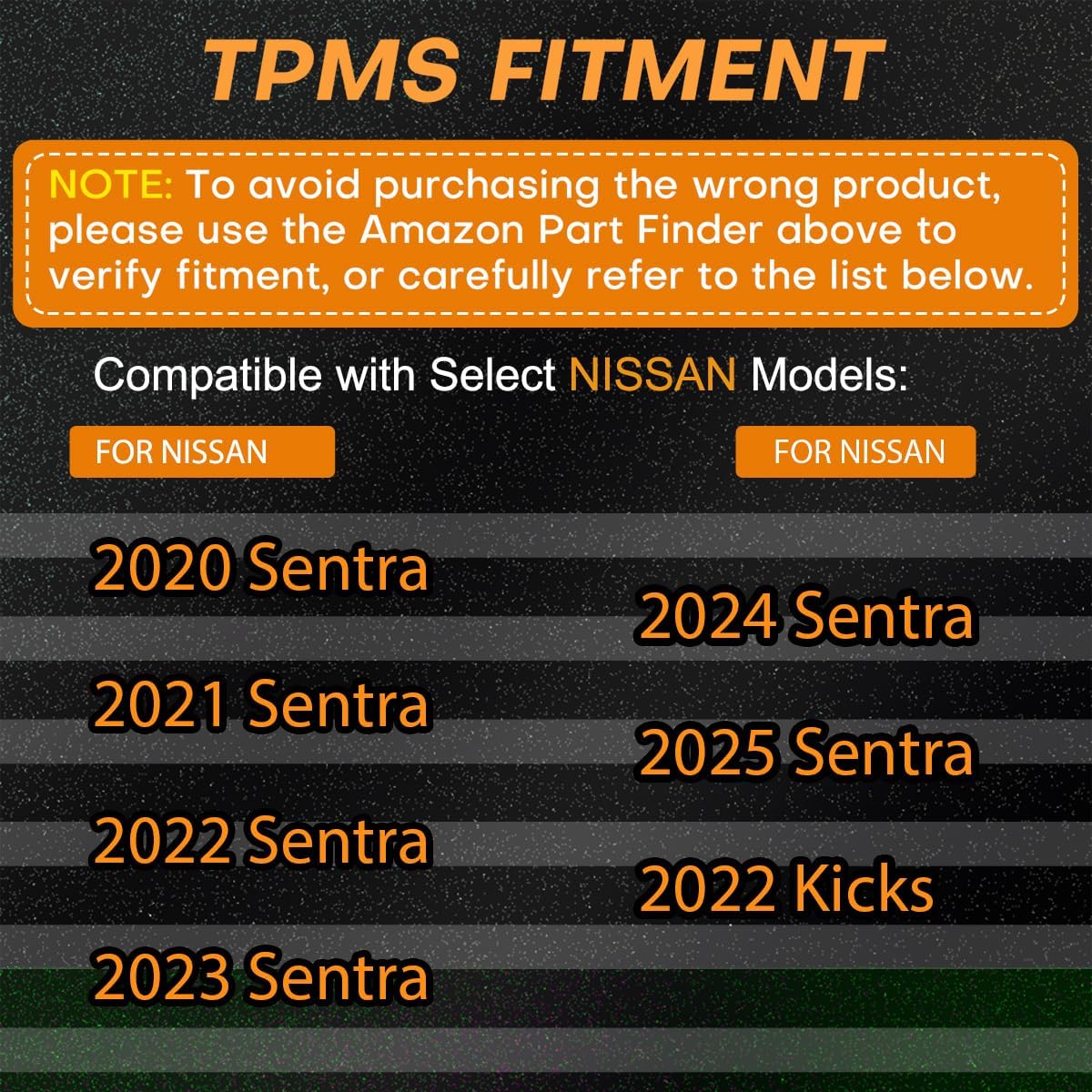 Cheriezing Pre-Programmed Tire Pressure Monitoring Sensor Compatible with Select Nissan Models 2022 Kicks, 2020-2025 Sentra 315MHz TPMS Sensors Set of 4