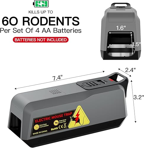 Miniatura 7 de Trampa eléctrica para ratones para interiores para el hogar, reutilizable sin contacto con potente voltaje que mata eficazmente ratones en salas de