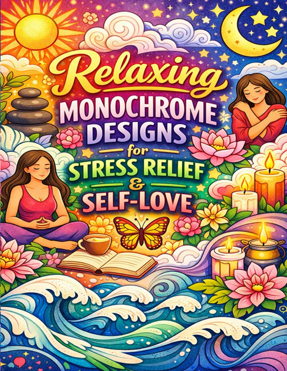 Relaxing Monochrome Designs for Stress Relief & Self-Love
