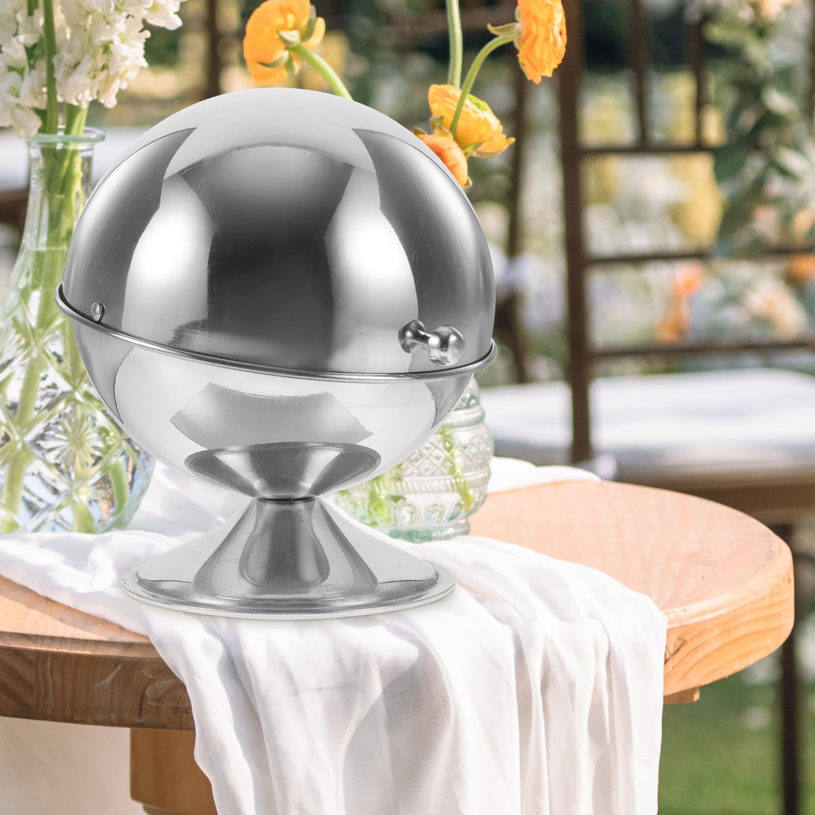 SHERCHPRY Sucrier Boule avec Couvercle à Rouleau Résistant à L'usure en Acier Inoxydable 304 Pot à Sucre Facile à Nettoyer, Cuisine Service