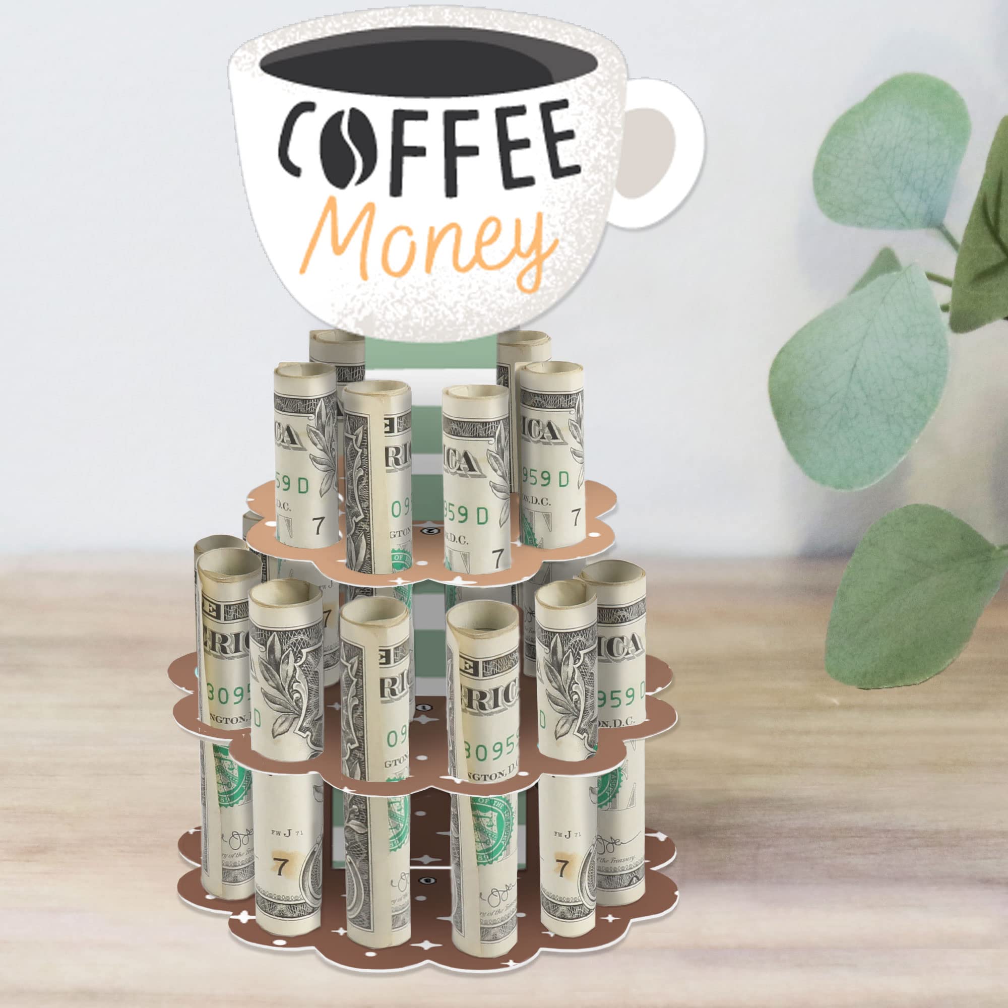 Big Dot of Happiness But First, Coffee - DIY Cafe Themed Party Money Holder Gift - Cash Cake
