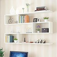 Vista 4 de HM&DX Wooden Floating Shelves for Wall,Modern Wall Mounted Shelfs for Living Room Study Room Office,Wood Display Shelf Shelf Decor(31.5" L x 5.9" W