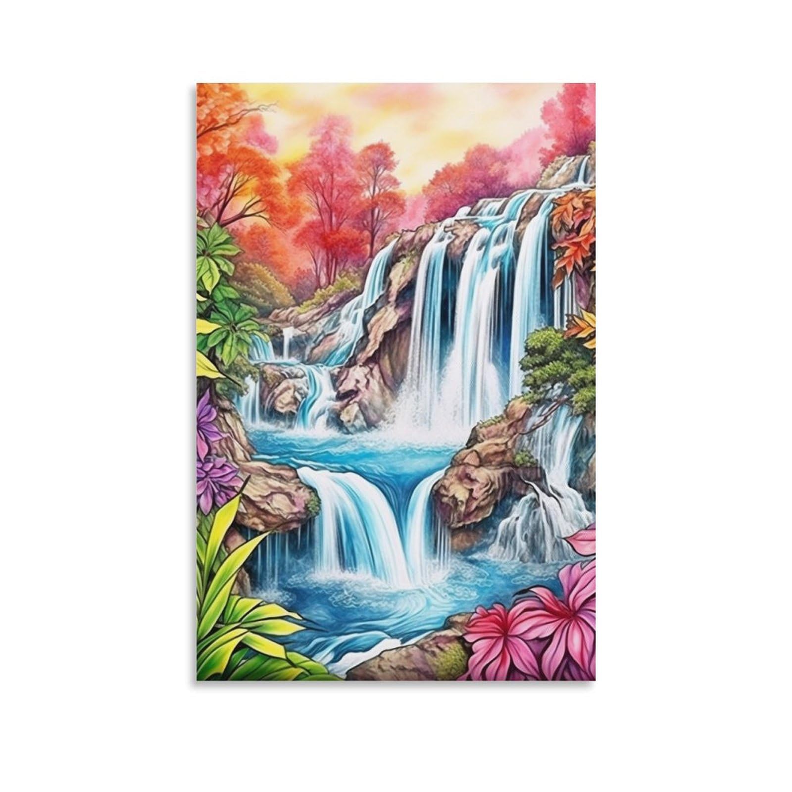 Tableau impression sur toile cascade couleurs vives format 50x75cm