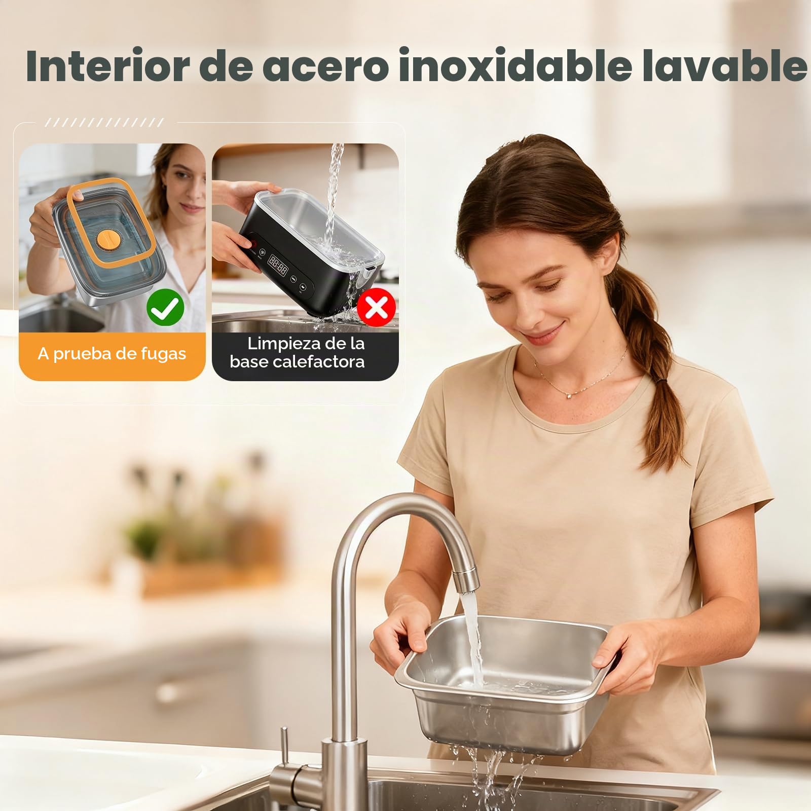 Fiambrera eléctrica con batería, 16.000 mAh, con función de calefacción, 1,2 L, con temperatura ajustable, modo de mantenimiento del calor y retardo de inicio de 12 horas para oficina, viajes y
