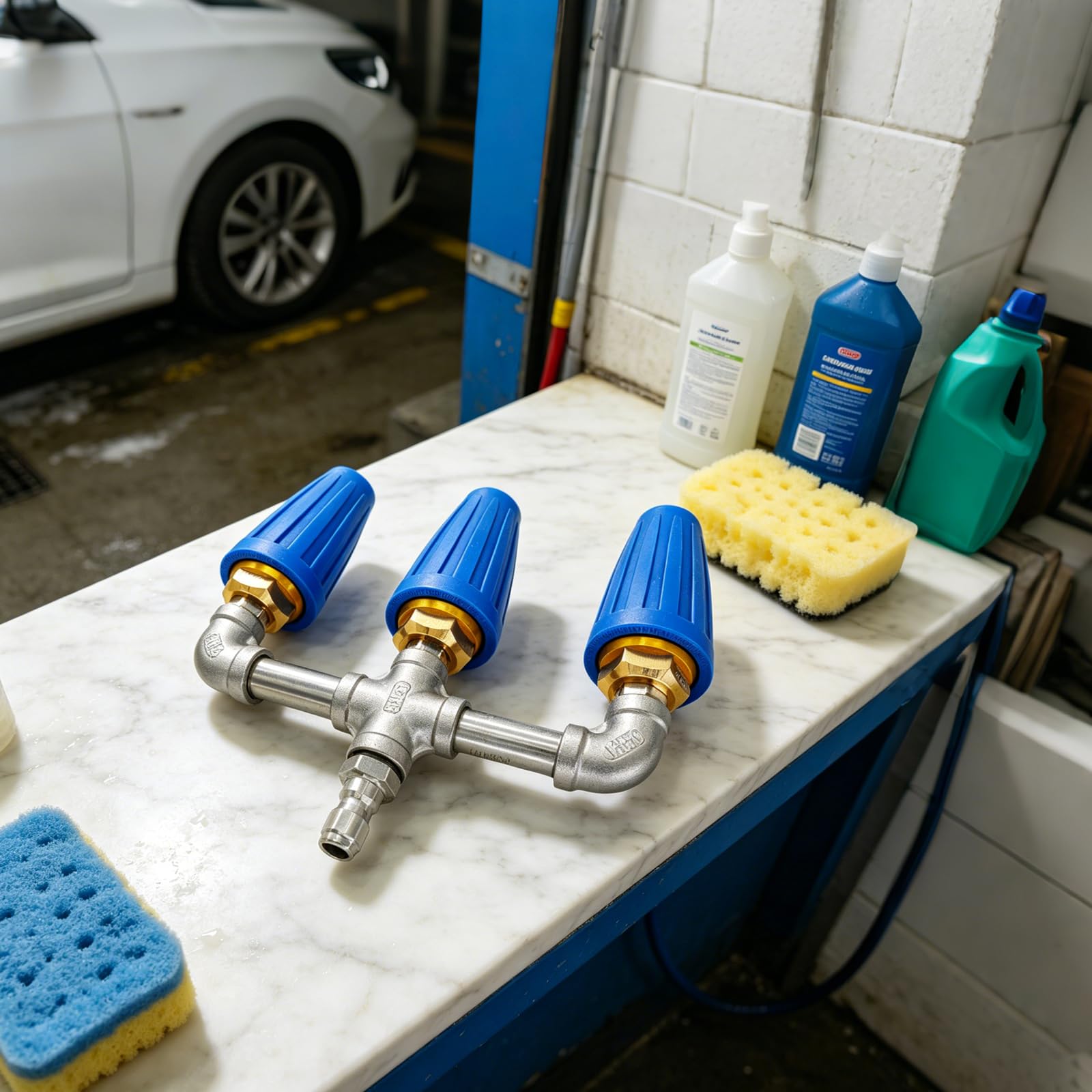 Ugello per idropulitrice rotante a 3 getti, ugello turbo 4000 psi, con attacco rapido da 1/4", in acciaio inox