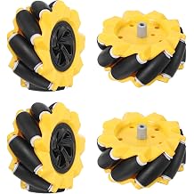 MECCANIXITY 4Pack Mecanum Wheels Set, 80mm / 3.15 ABS Rubber left and right Omnidirectional Wheels for Smart Robot Car Parts DIY Models Accessories, Yellow