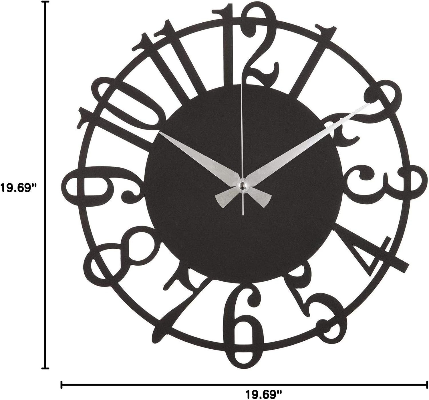 Clock, Steel, Black, 50 x 0.5 x 50 cm