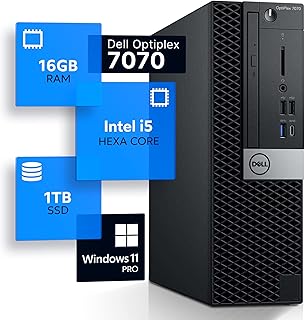 Dell Optiplex 7070 Desktop Computer | Hexa Core Intel i5 (3.2) | 16GB DDR4 RAM | 1TB SSD Solid State | Windows 11 Professional | Home or Office PC (Renewed)