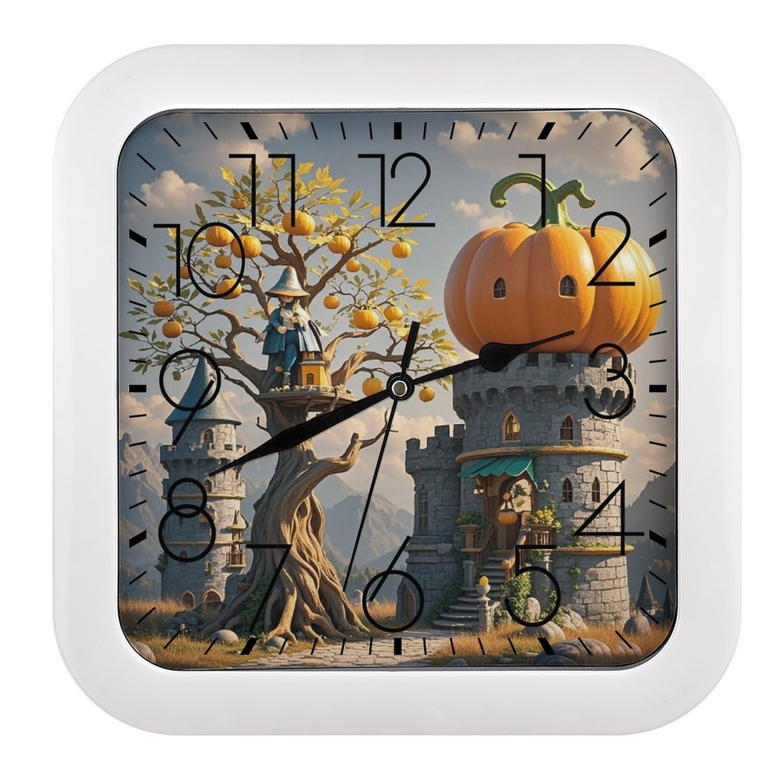 Horloge murale citrouille sans tic-tac pour travailler sans distraction