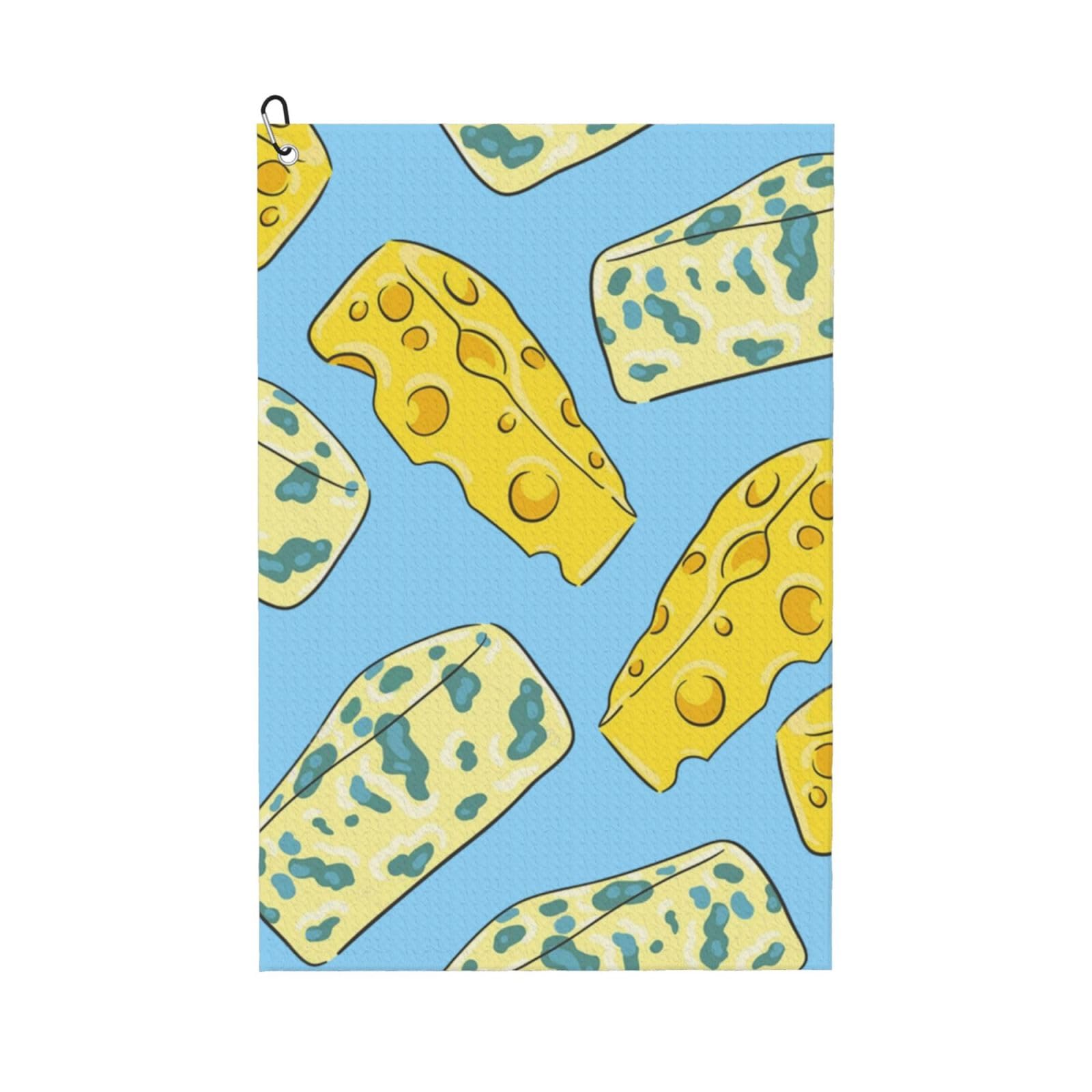 Hnnkloy Cheese And Blue Cheese, 16x24 in Portable Waffle Golf Towels with Carabiner Clip for Golf Bag