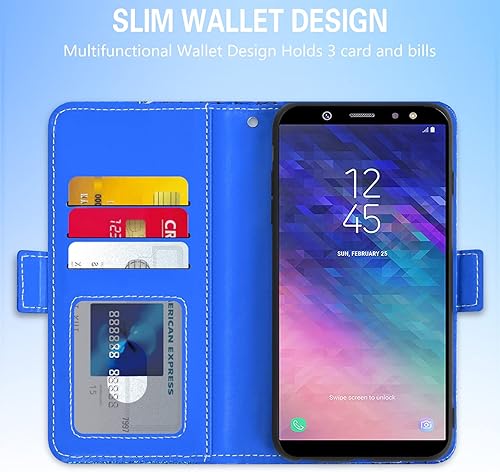 Miniatura 10 de Asuwish Funda de teléfono para Samsung Galaxy A6 con protector de pantalla de vidrio templado y correa para la muñeca, tarjetero con purpurina