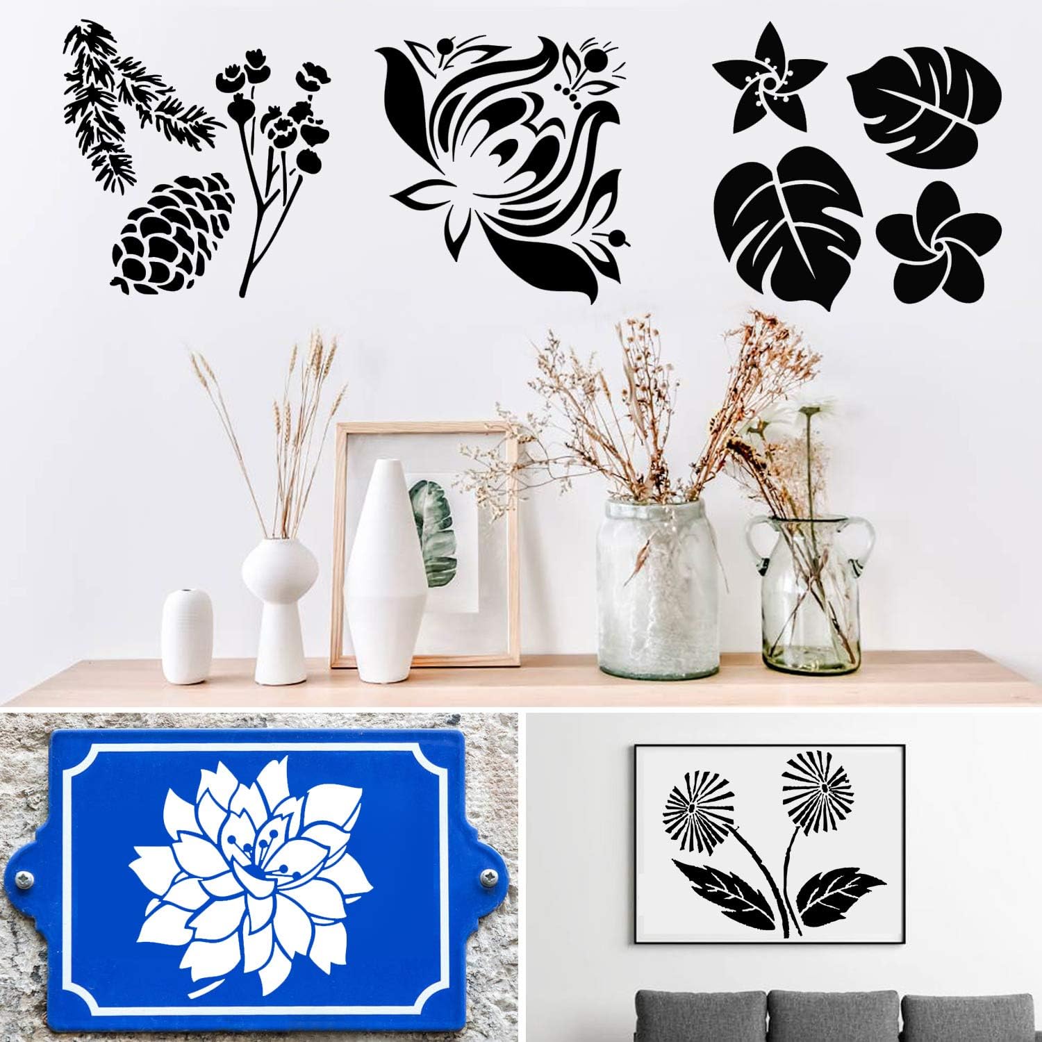 18pcs Stencils for Painting, Birds Botany Tree Branches Flower Stencils, Drawing Template, DIY Manual Account Template, Artists' Drawing Lettering Aids : Kitchen & Dining