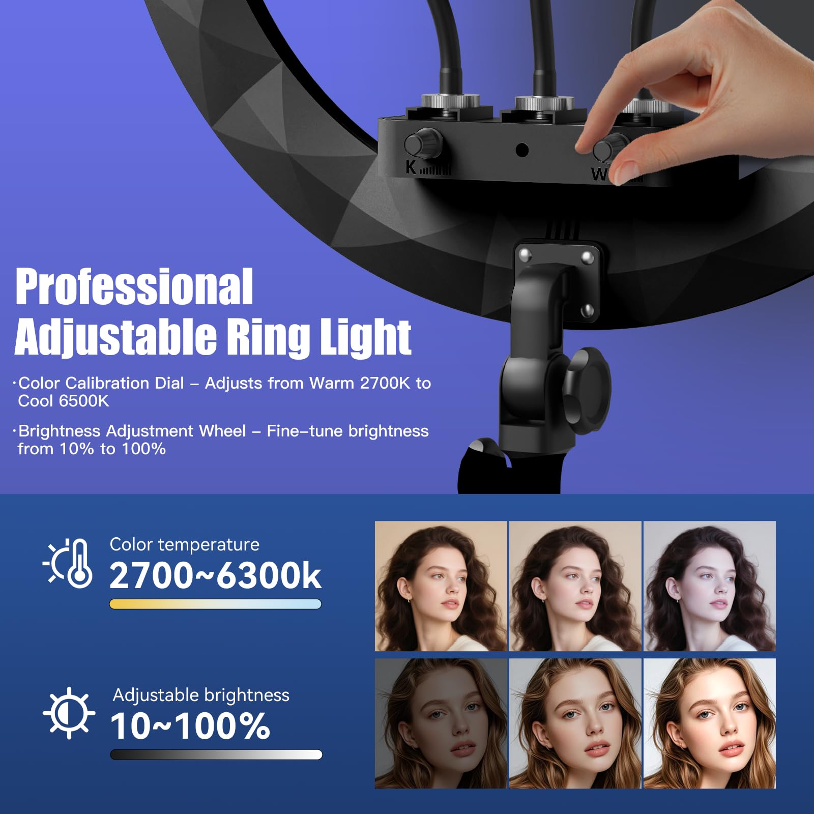 Supporto da parete ad anello con supporto per telefono, braccio a triangolo girevole, supporto per luce per studio fotografico, streaming live, salone, barbiere, tatuaggi di bellezza, RL02