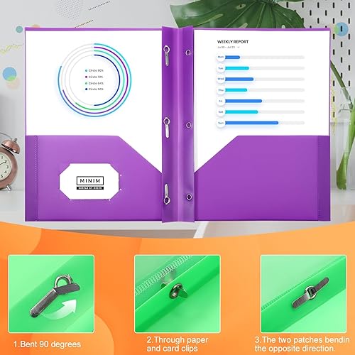 Miniatura 4 de Paquete de 30 carpetas de plástico con bolsillos y puntas, carpetas de dos bolsillos con puntas, carpetas resistentes con bolsillos y ranura para