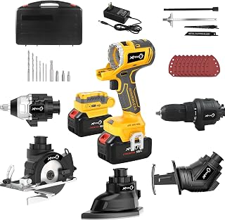 XPENG Cordless Power Tool Combo Kits 18V 6-Tool Drill Set,Circular Saw, Palm Sander, Impact Driver, Reciprocating Saw, Battery Compatible with Makita 20V Battery 2×4.0Ah Batteries and Fast Charger
