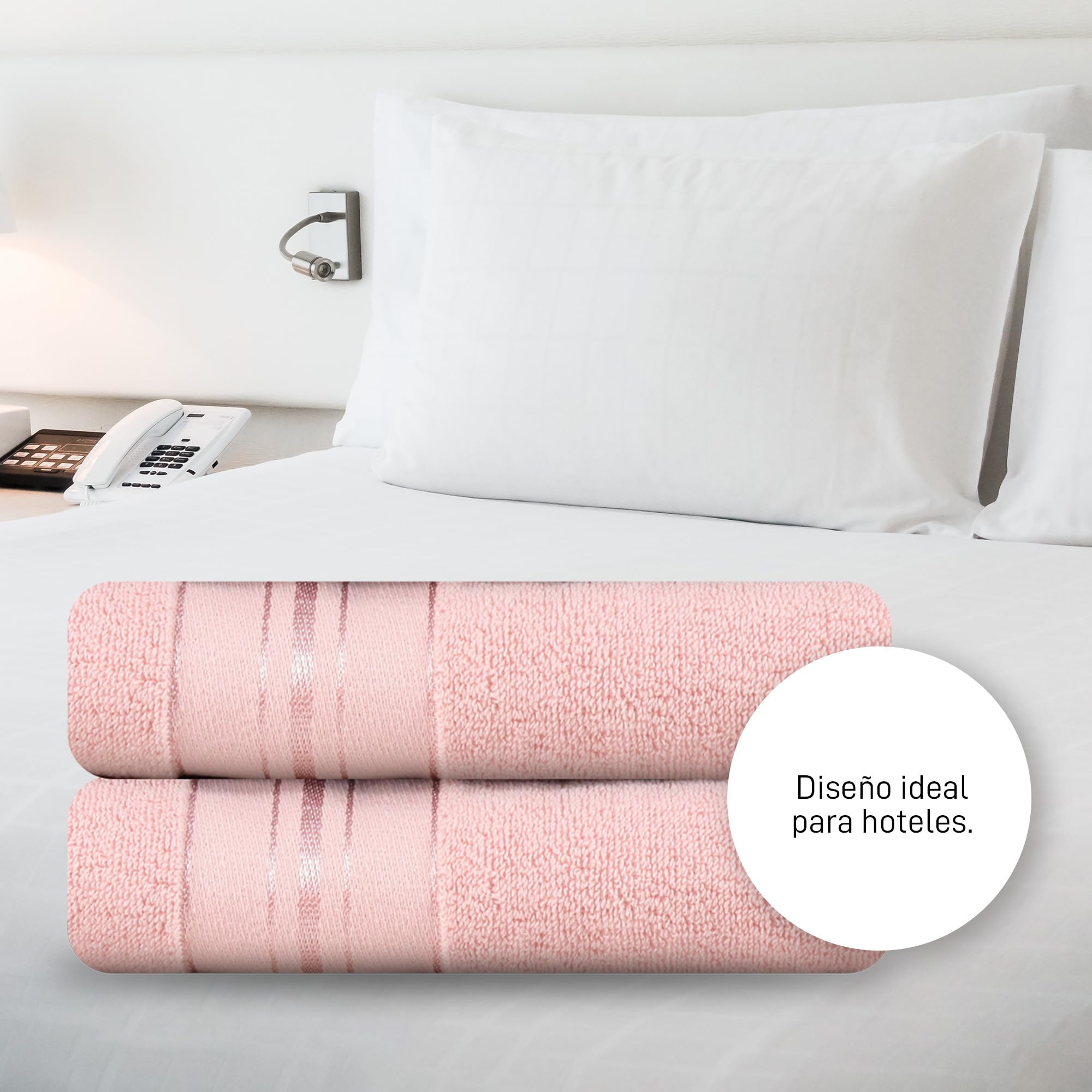 Juego De Toallas 100% De Algodón - Ducha mas Lavabo - Juego De 2 Toallas De Algodón Absorbentes Dimensiones 140x70 cm y 35 x 75 cm - Paquete De 2. (Rosa)