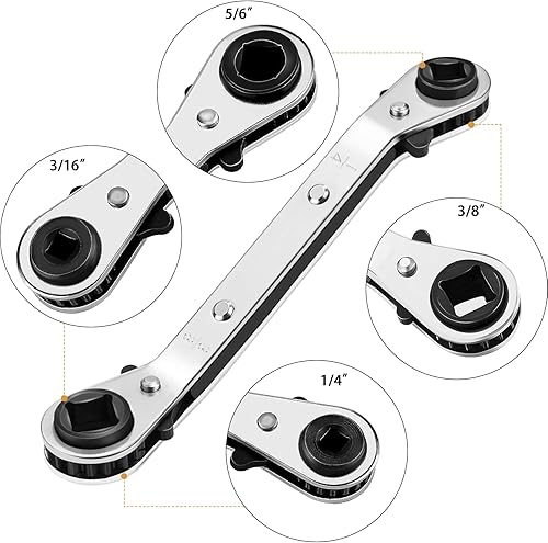 Miniatura 3 de Hvac - Juego de herramientas de llave de servicio de 316 pulgadas, 38 pulgadas, 516 pulgadas, 14 pulgadas, llave de trinquete para aire
