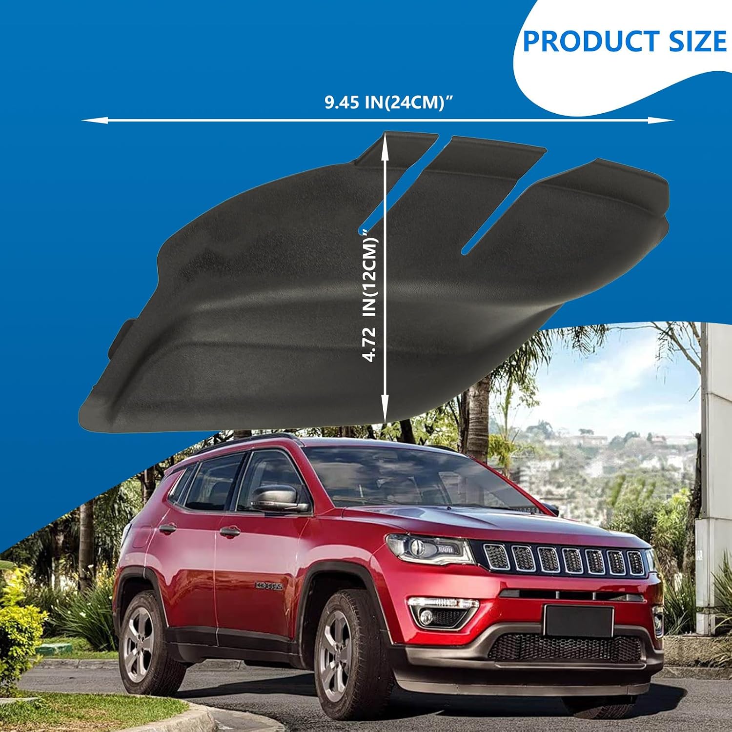 Front Windshield Wrap Corner Trim & Wiper Cowl Panel for Left & Right Side - Compatible with 2017-2023 Jeep Compass - Replaces# 7AA47RXFAA, 7AA46RXFAA, 5UT13RXFAB, 5UT12RXFAB- Engine Hood Hinge Cover