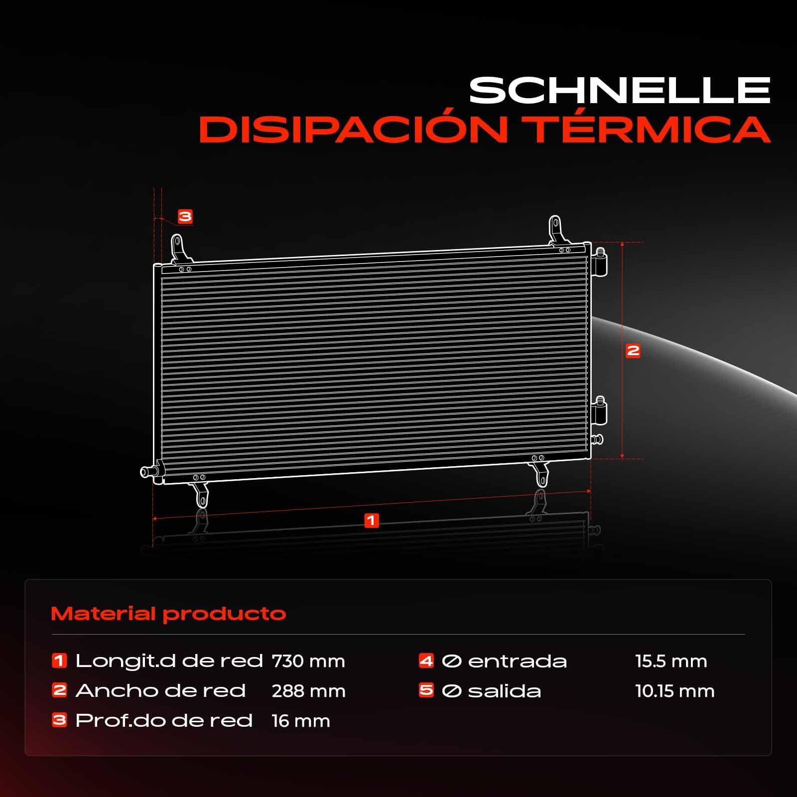 Frankberg Refrigerador de aire acondicionado Compatible con Ducato Furgoneta 250 3.0L Ducato Furgoneta 250 2.2L Ducato Bus 250 2.3L Boxer Bus 2.0L Boxer Bus 2.2L 1343785080