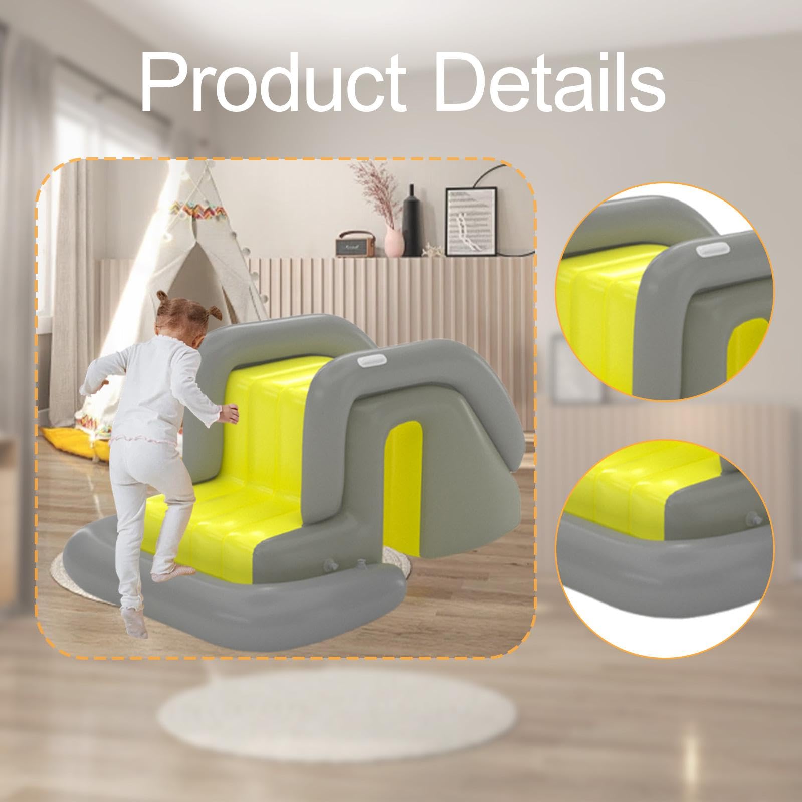 Tobogán Acuático Inflable para Piscina, Escalones Ensanchados, Centro de Juegos Inflable para Exteriores, Ideal para Parques, Jardines Y Fiestas de Ve, Amarillo